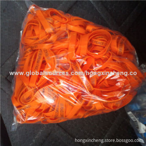 Customized Silicone Wristbands with Printed Logos, OEM Designs Welcomed